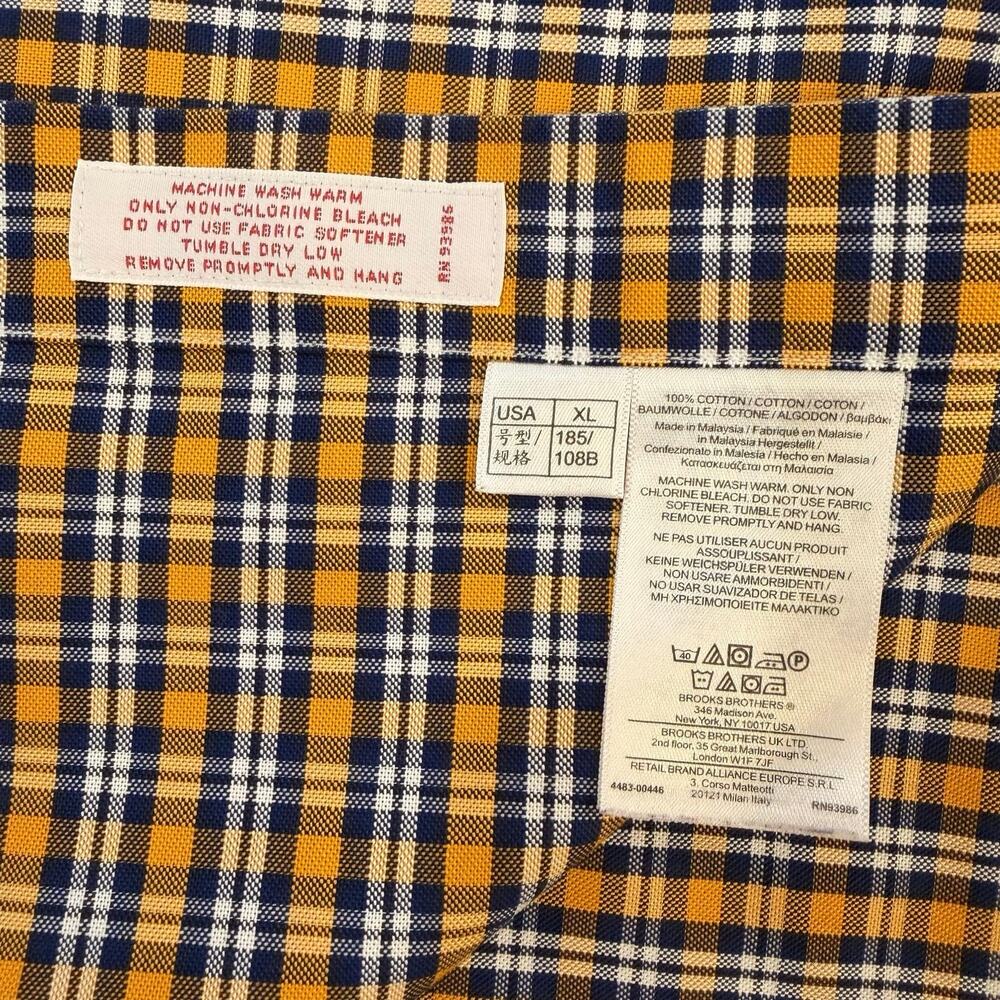Brooks Brothers Men Sz XL The Original Polo Shirt Plaid Supima Stretch no iron - Picture 8 of 16